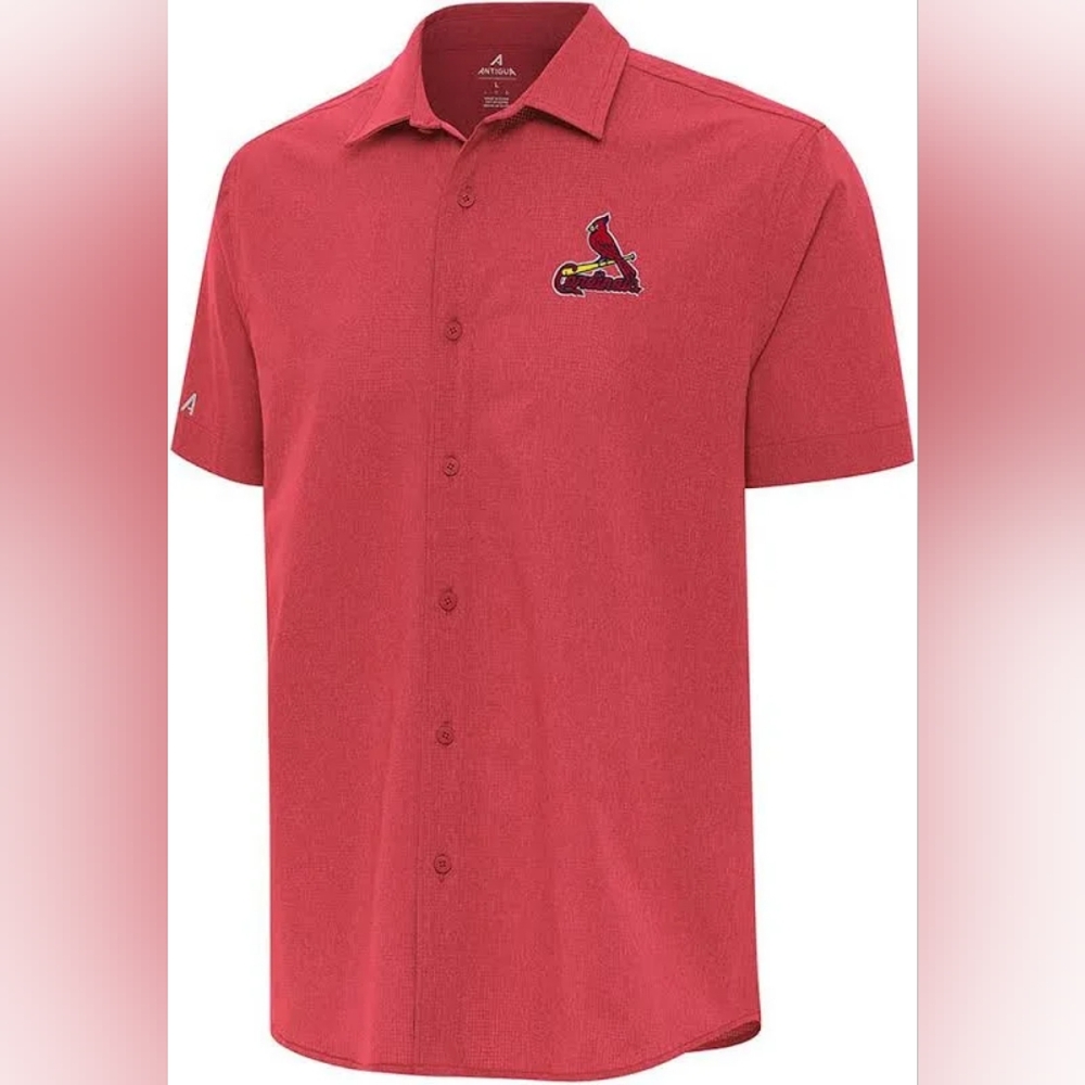 NWT MLB Antigua Cardinals Red Short Sleeve Button-Down Shirt XXL